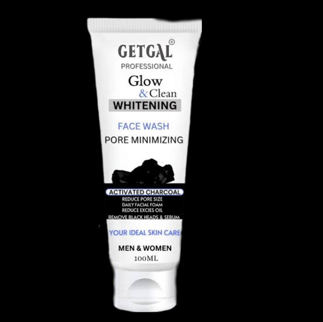 GETGAL Professional Glow & Clean Whitening Face Wash with Activated Charcoal – Pore Minimizing (100ml)